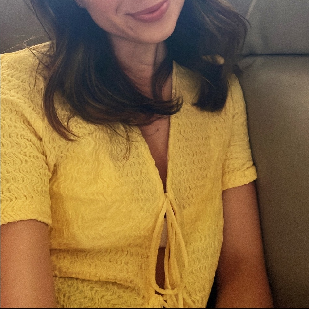 Zara Yellow Lace-Up Top